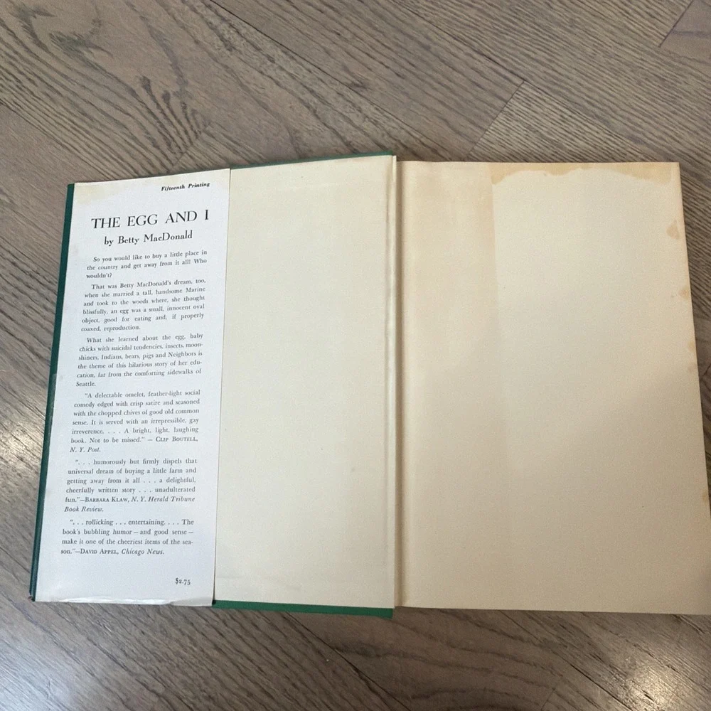 The Egg and I by Betty MacDonald 1946 15th Printing J.B. Lippincott Hardcover DJ